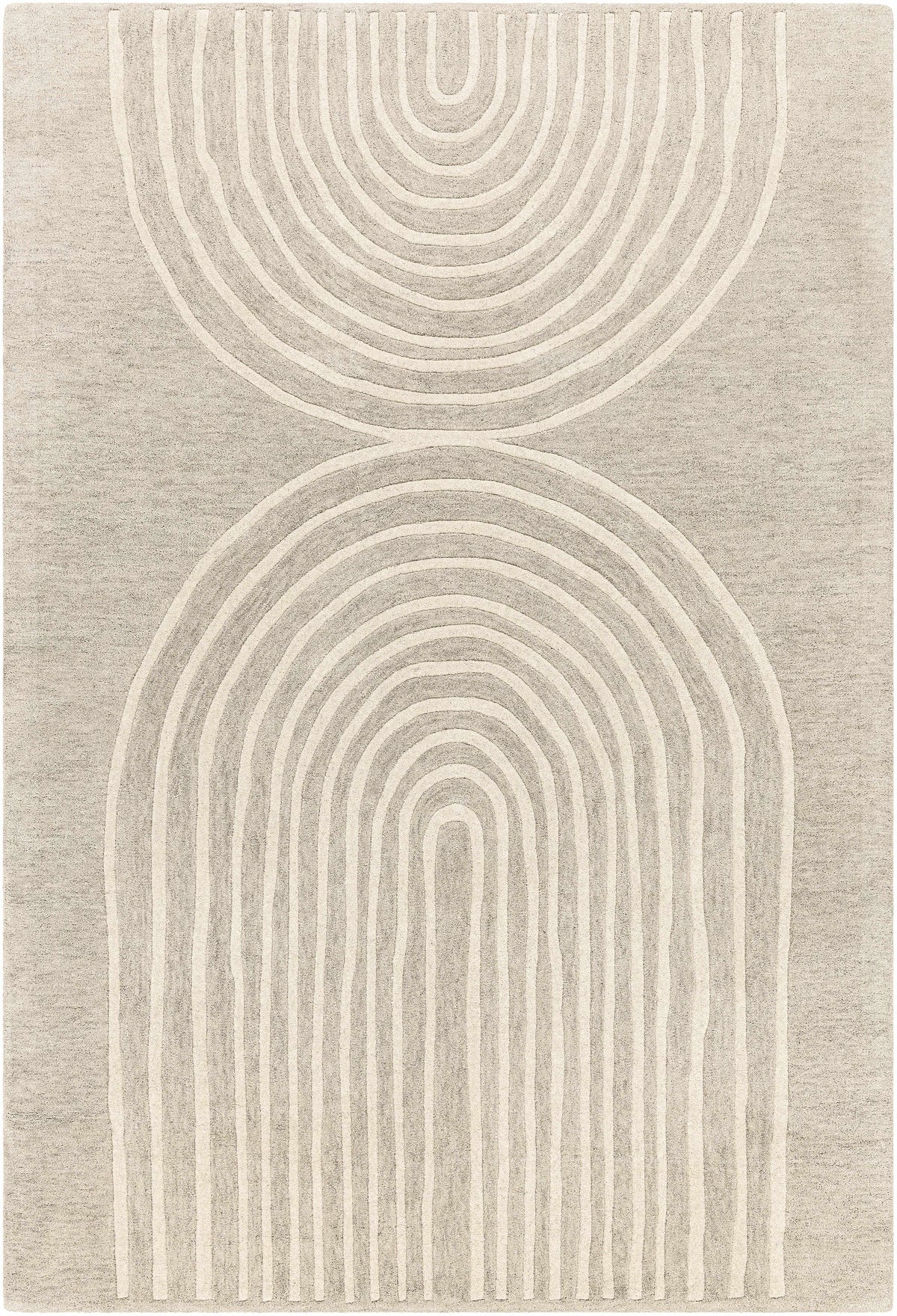 Tan Hand Tufted 100% Wool Modern Rectangle Handmade rug, Indoor use only, no fringe, non-washable.