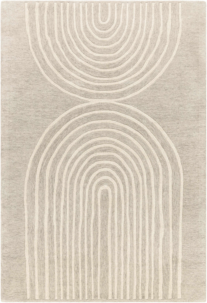 Tan Hand Tufted 100% Wool Modern Rectangle Handmade rug, Indoor use only, no fringe, non-washable.