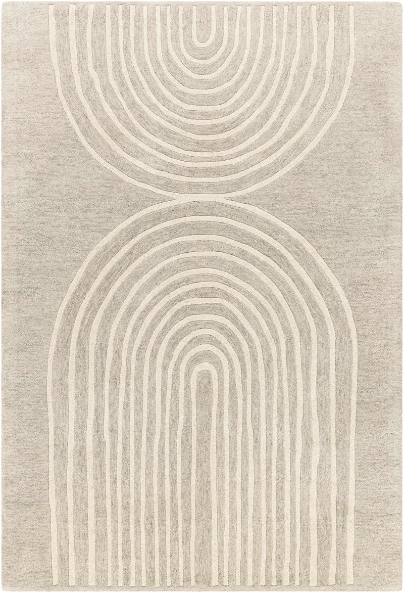 Tan Hand Tufted 100% Wool Modern Rectangle Handmade rug, Indoor use only, no fringe, non-washable.