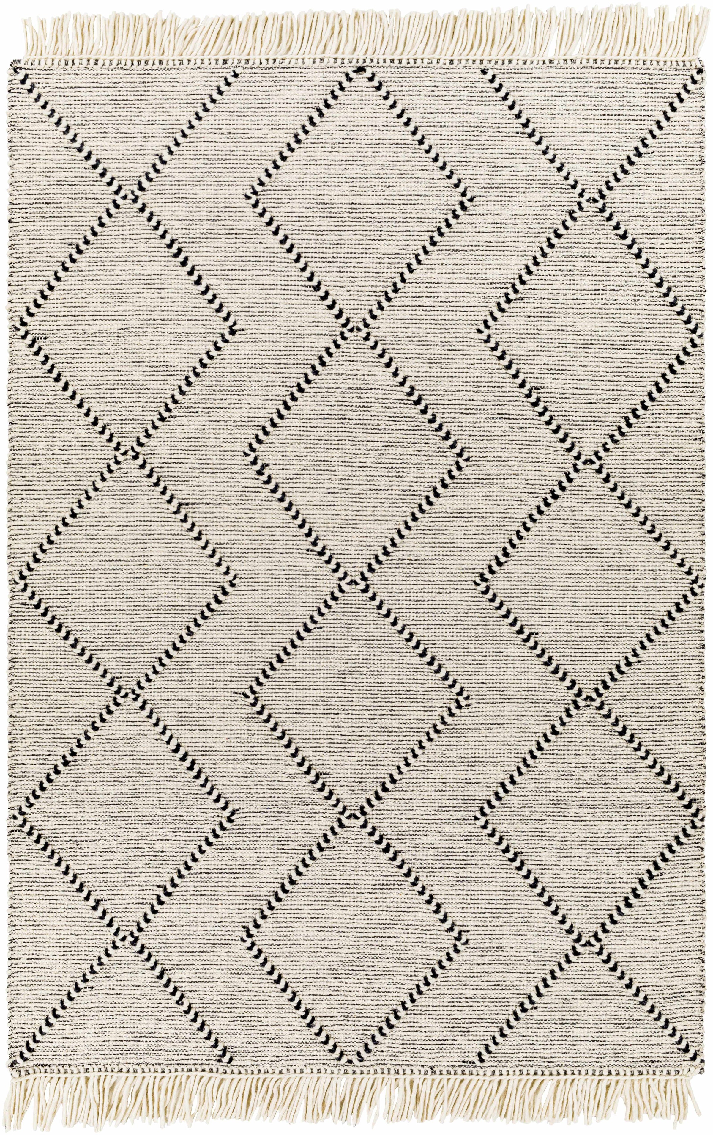 Black Hand Woven 70% Wool, 30% Polyester Global Rectangle Handmade rug, Indoor use only, has fringe, non-washable. runner also available