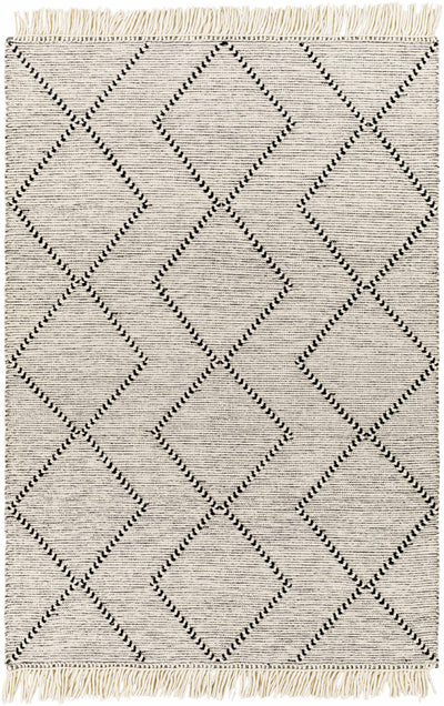 Black Hand Woven 70% Wool, 30% Polyester Global Rectangle Handmade rug, Indoor use only, has fringe, non-washable. runner also available