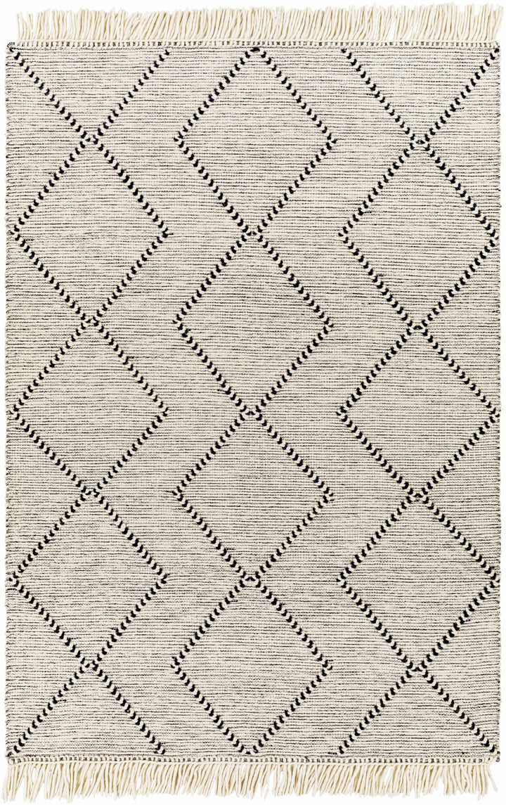 Black Hand Woven 70% Wool, 30% Polyester Global Rectangle Handmade rug, Indoor use only, has fringe, non-washable. runner also available