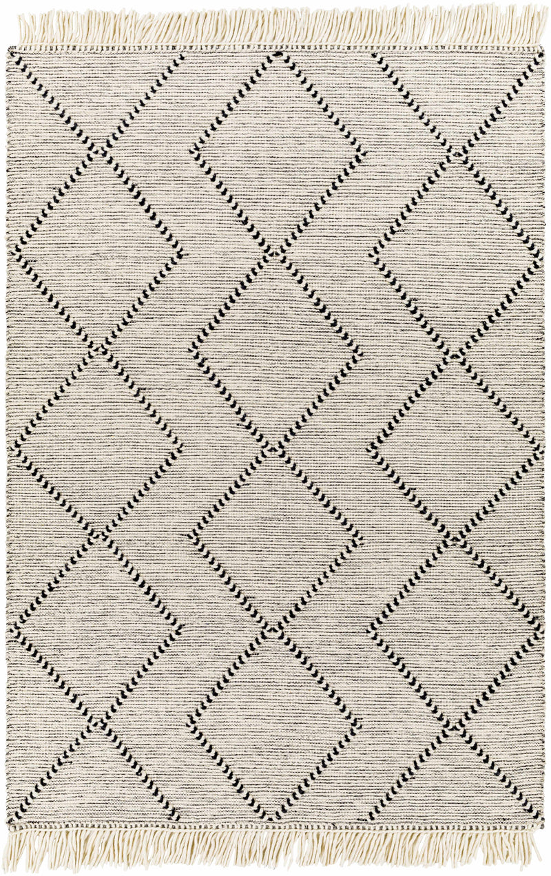 Black Hand Woven 70% Wool, 30% Polyester Global Rectangle Handmade rug, Indoor use only, has fringe, non-washable. runner also available