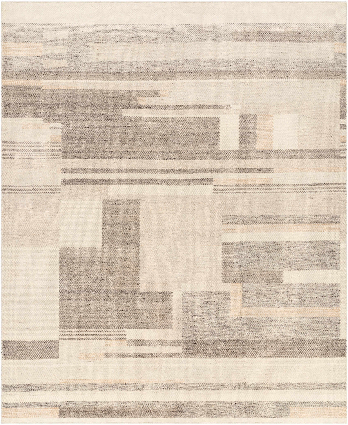 Ivory Hand Knotted 100% Wool Modern Rectangle Handmade rug, Indoor use only, no fringe, non-washable.