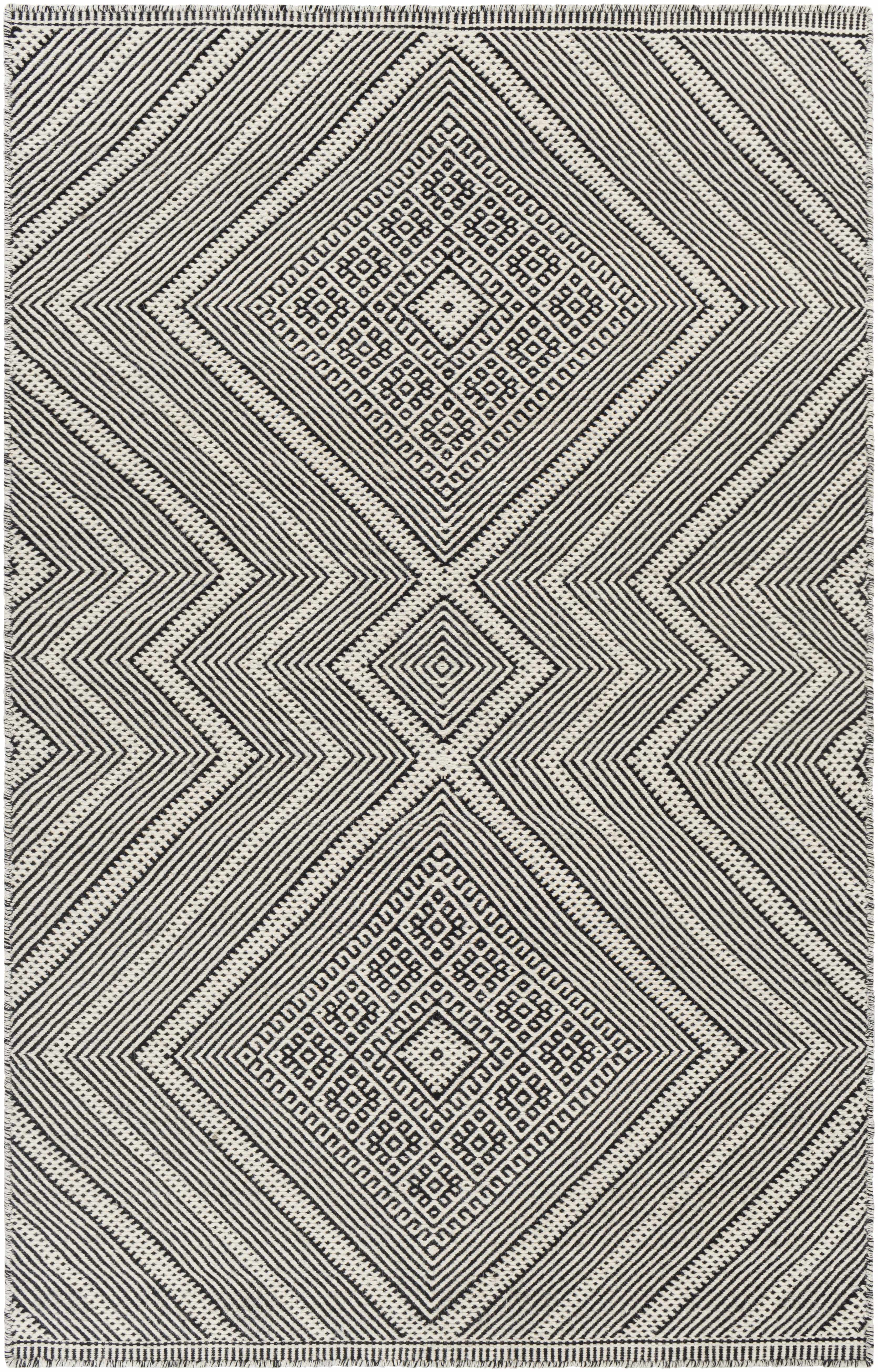 Black 100% Wool Global Rug | Surya – Rug Outlet USA