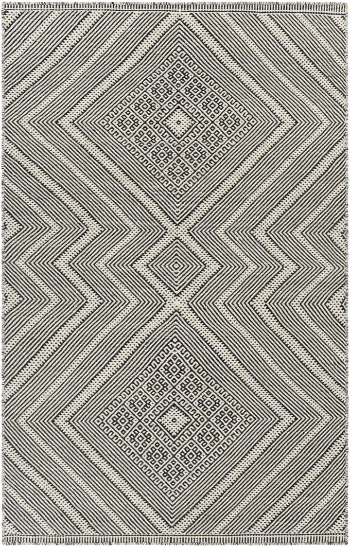 Black Hand Woven 100% Wool Global Rectangle Handmade rug, Indoor use only, no fringe, non-washable. runner also available