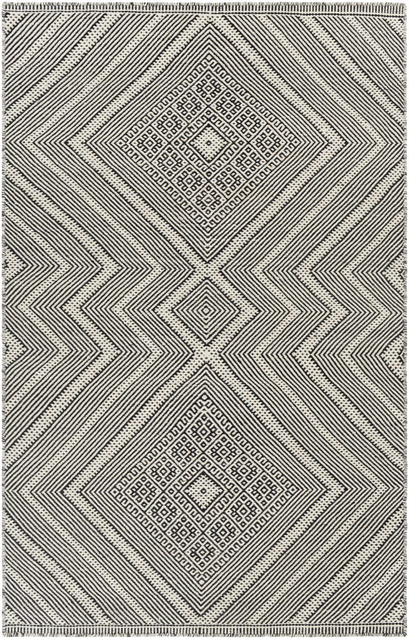 Black Hand Woven 100% Wool Global Rectangle Handmade rug, Indoor use only, no fringe, non-washable. runner also available