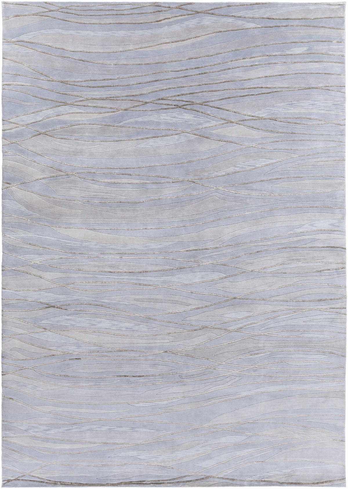 Light Blue Hand Knotted 70% NZ Wool, 30% Viscose Modern Rectangle Handmade rug, Indoor use only, no fringe, non-washable.
