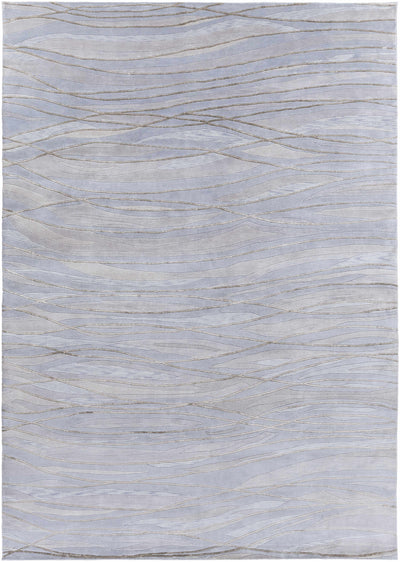 Light Blue Hand Knotted 70% NZ Wool, 30% Viscose Modern Rectangle Handmade rug, Indoor use only, no fringe, non-washable.
