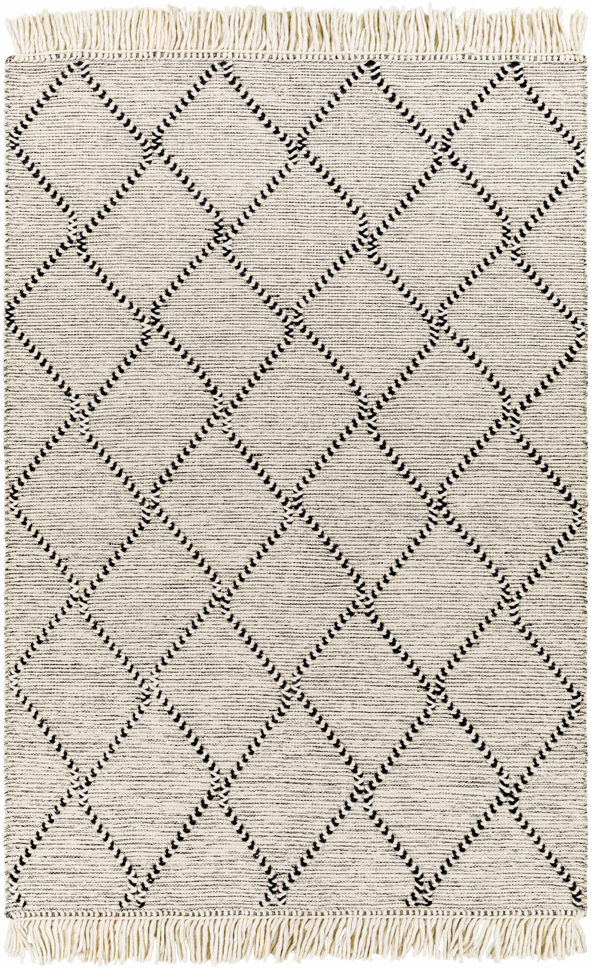 Black Hand Woven 70% Wool, 30% Polyester Global Rectangle Handmade rug, Indoor use only, has fringe, non-washable. runner also available