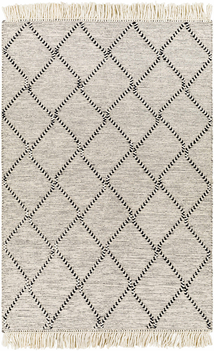 Black Hand Woven 70% Wool, 30% Polyester Global Rectangle Handmade rug, Indoor use only, has fringe, non-washable. runner also available