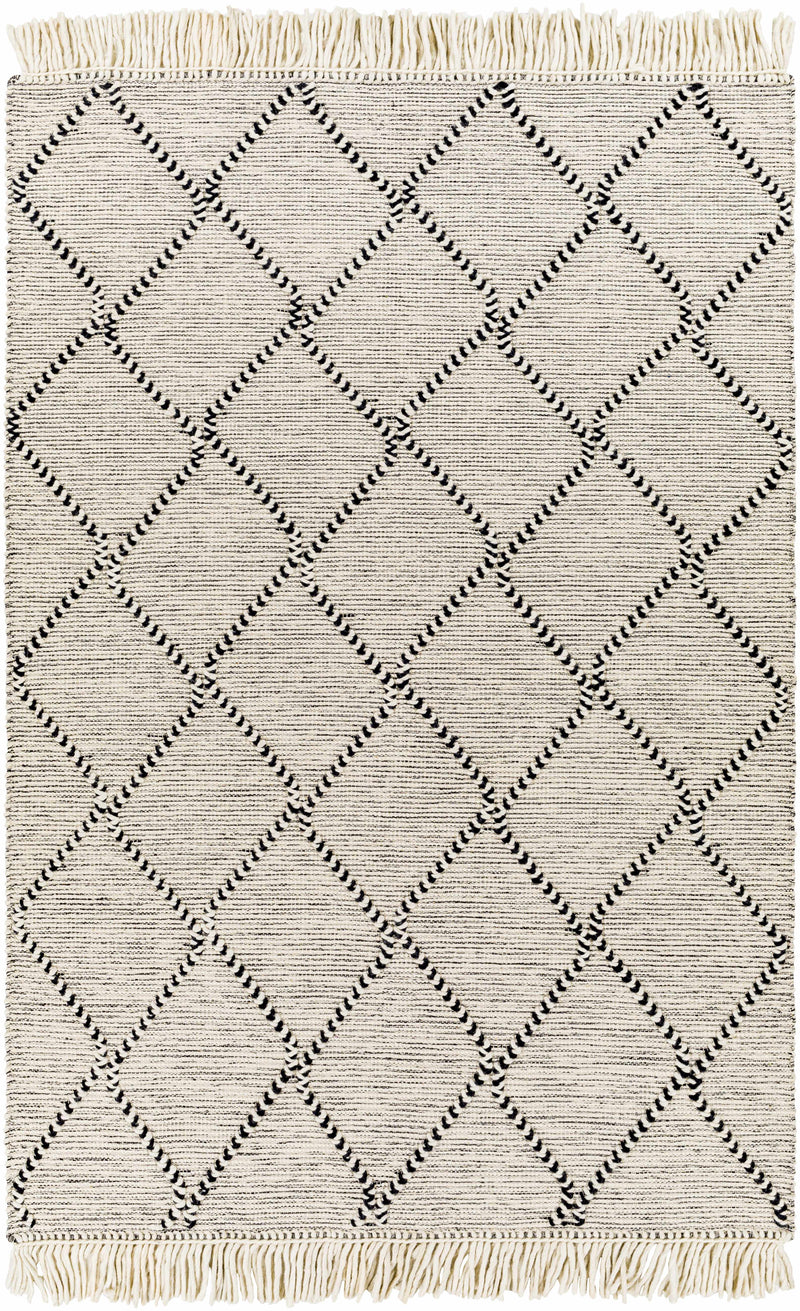 Black Hand Woven 70% Wool, 30% Polyester Global Rectangle Handmade rug, Indoor use only, has fringe, non-washable. runner also available