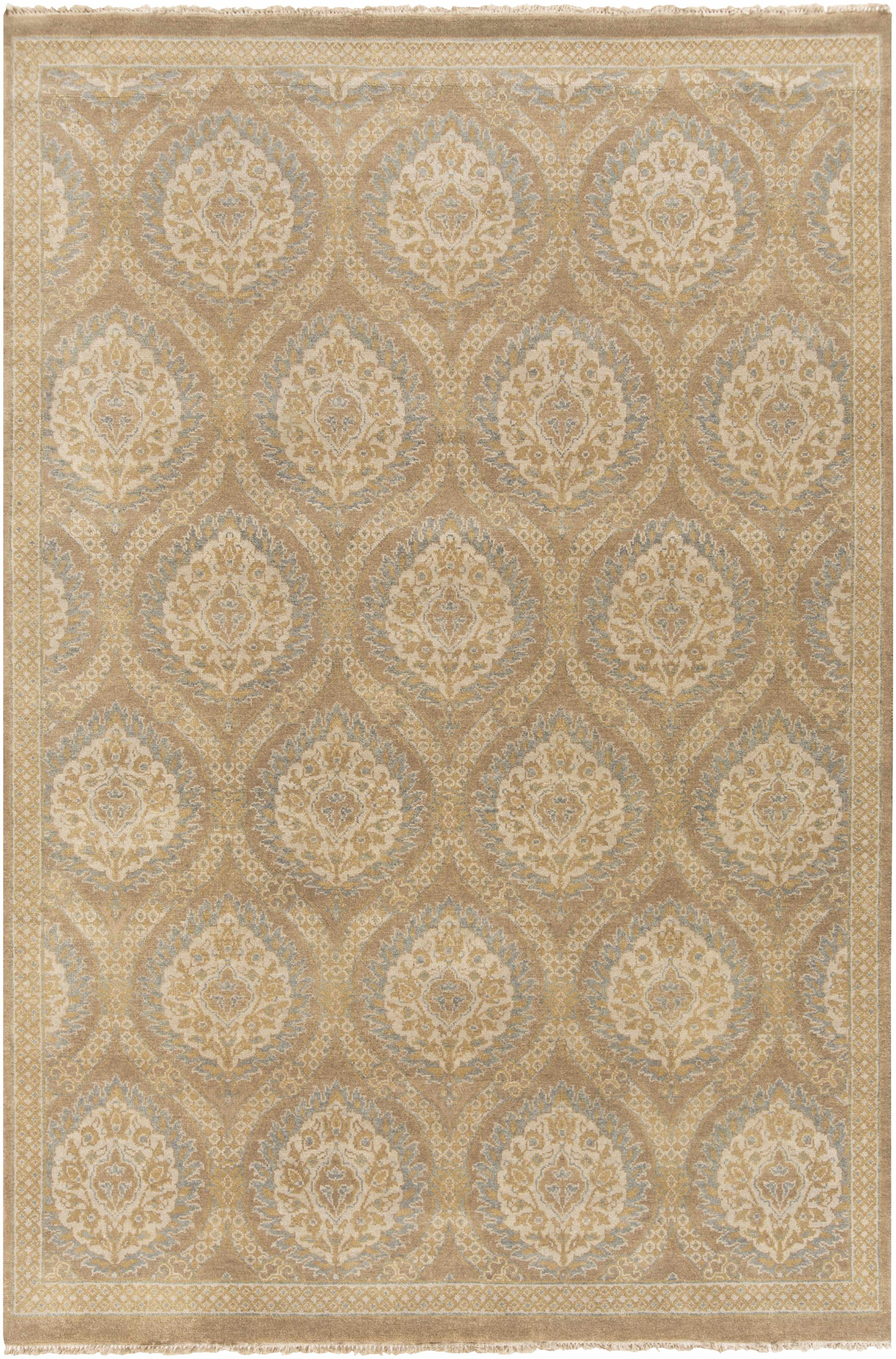 Tan Hand Knotted 100% Wool Modern Rectangle Handmade rug, Indoor use only, no fringe, non-washable.