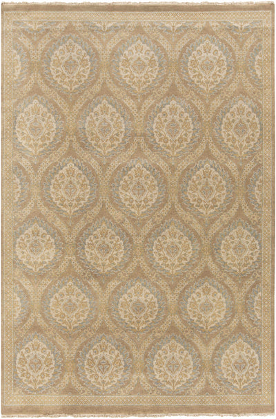 Tan Hand Knotted 100% Wool Modern Rectangle Handmade rug, Indoor use only, no fringe, non-washable.