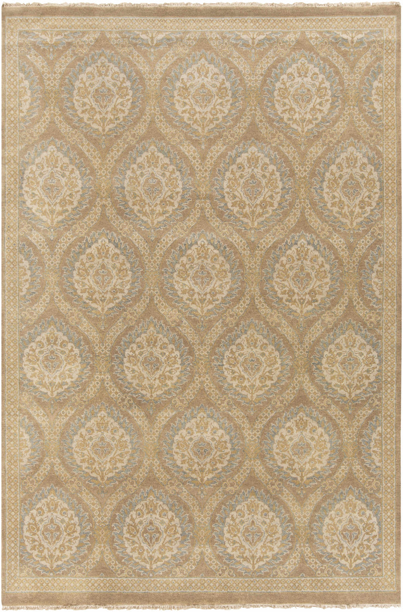 Tan Hand Knotted 100% Wool Modern Rectangle Handmade rug, Indoor use only, no fringe, non-washable.
