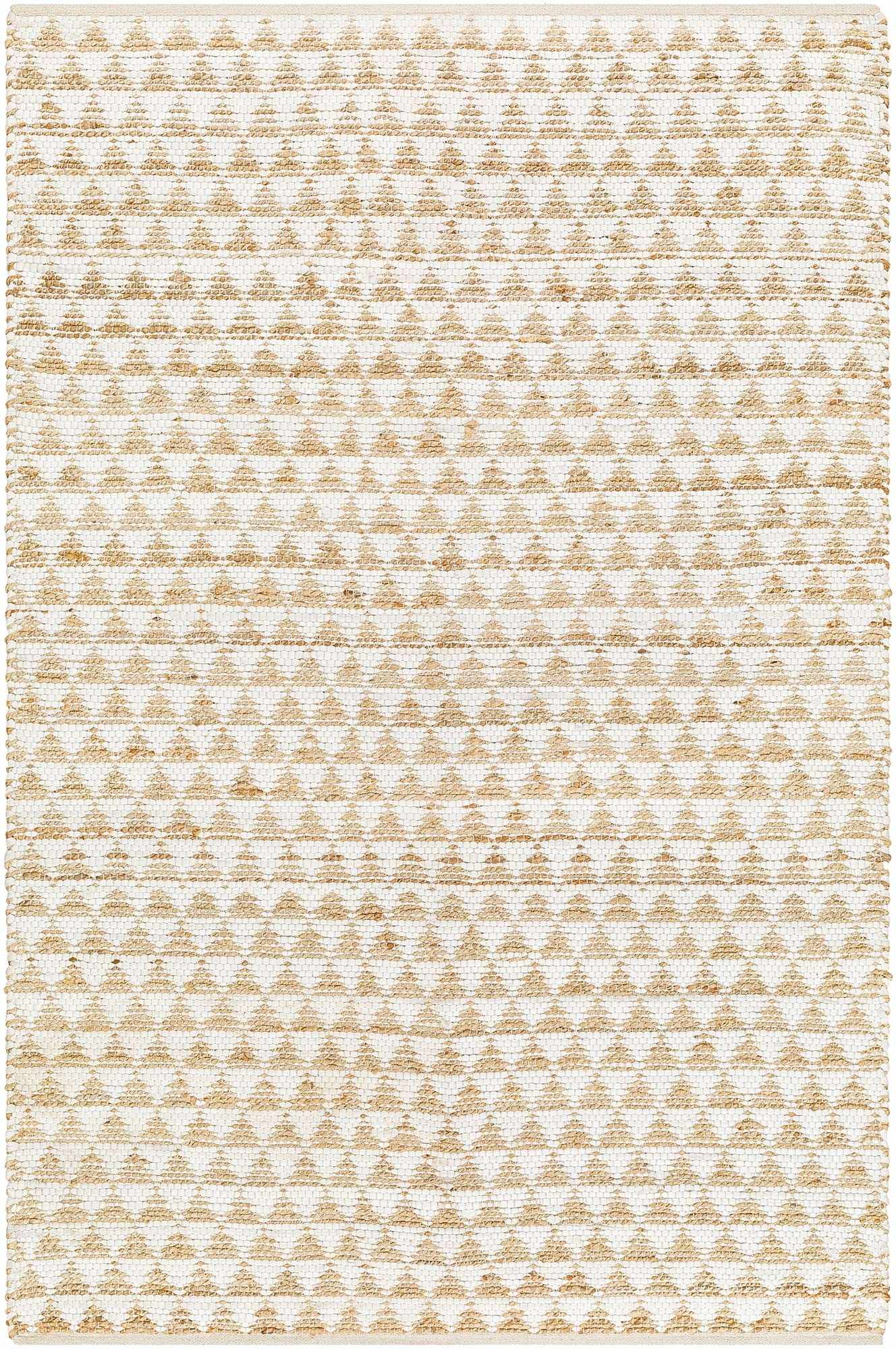 Ivory Hand Woven 60% Recycled Fabric, 40% Jute Modern Rectangle Handmade rug, Indoor use only, no fringe, non-washable. runner also available
