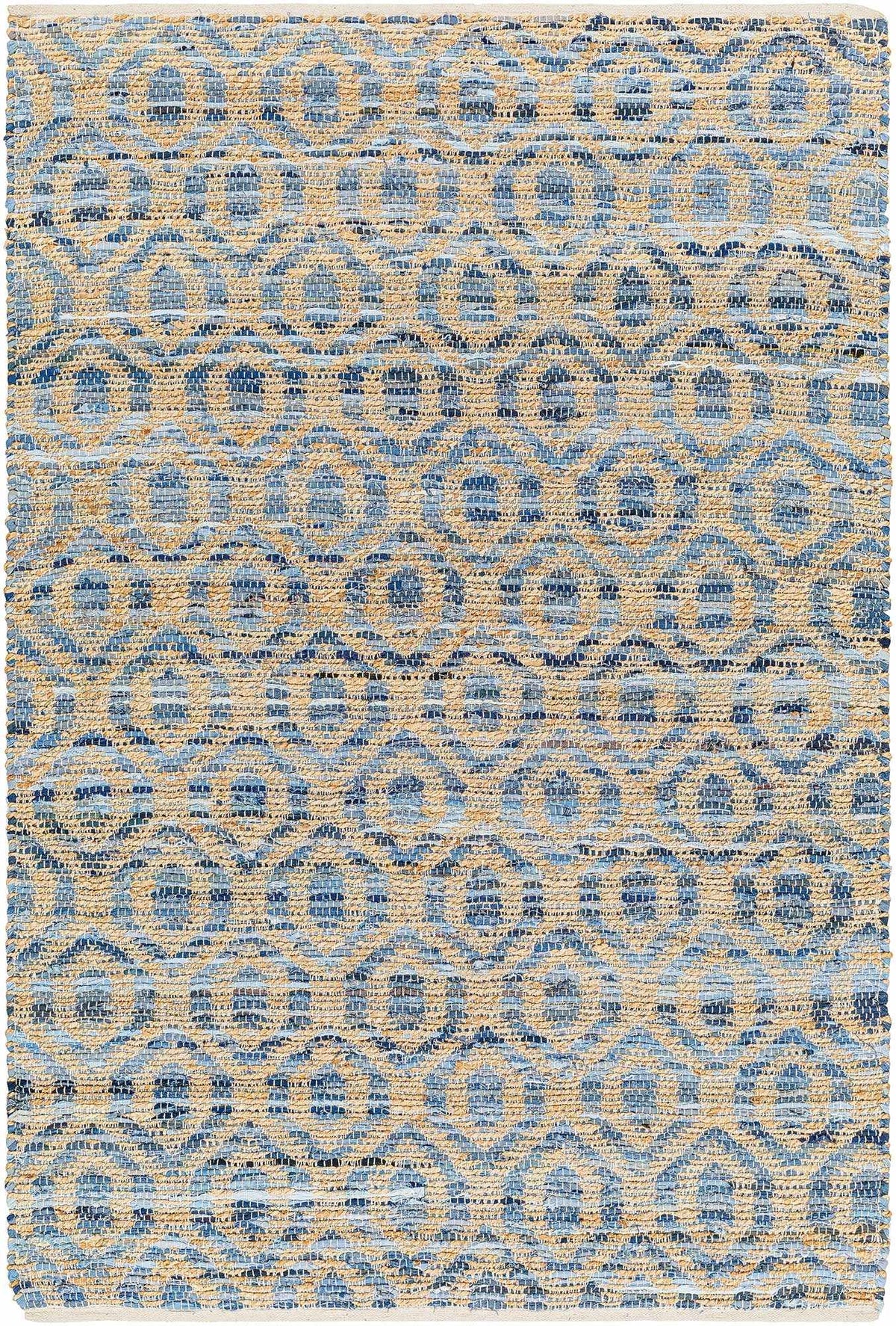 Tan Hand Woven 60% Recycled Fabric, 40% Jute Modern Rectangle Handmade rug, Indoor use only, no fringe, non-washable. runner also available