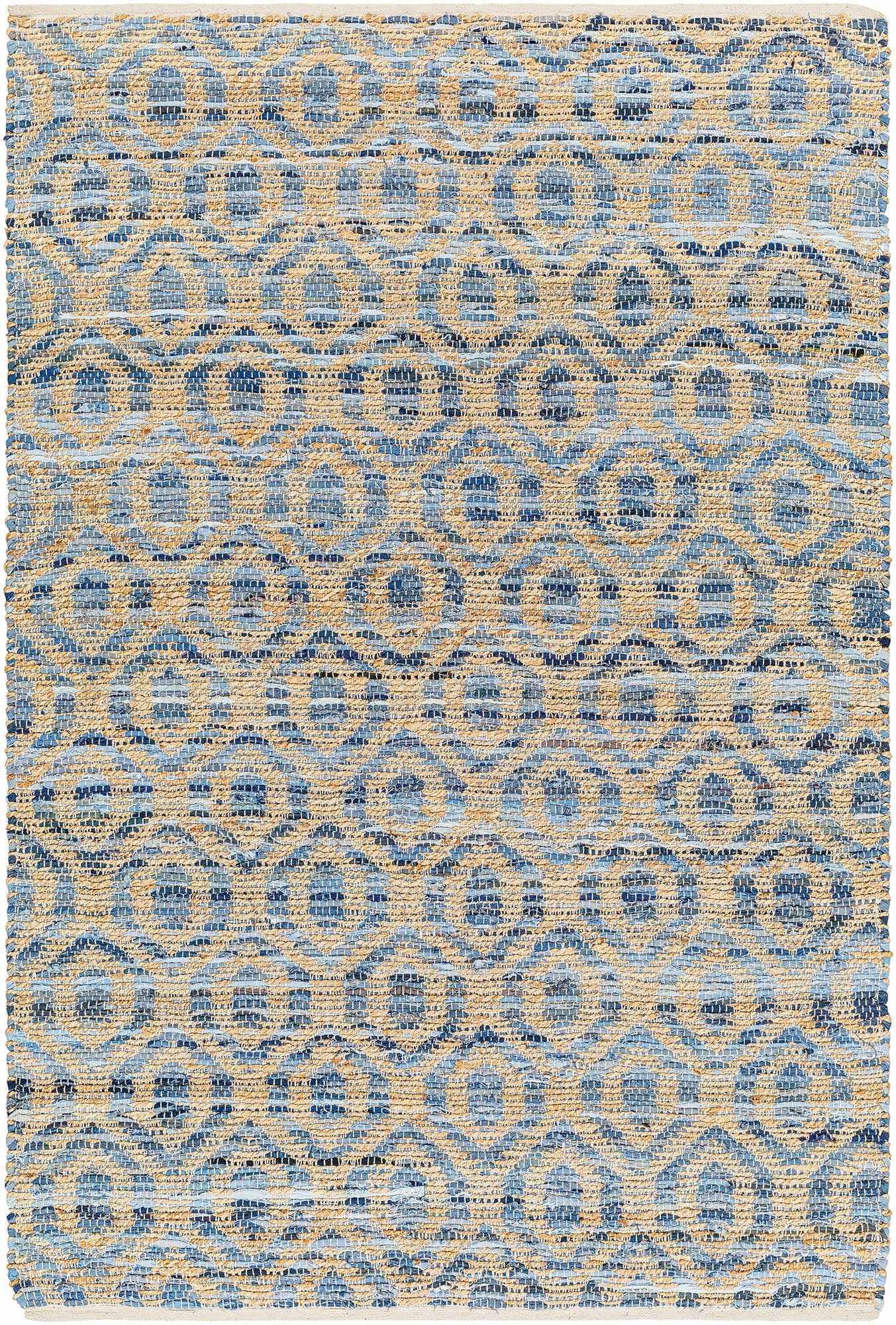 Tan Hand Woven 60% Recycled Fabric, 40% Jute Modern Rectangle Handmade rug, Indoor use only, no fringe, non-washable. runner also available