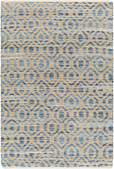Tan Hand Woven 60% Recycled Fabric, 40% Jute Modern Rectangle Handmade rug, Indoor use only, no fringe, non-washable. runner also available