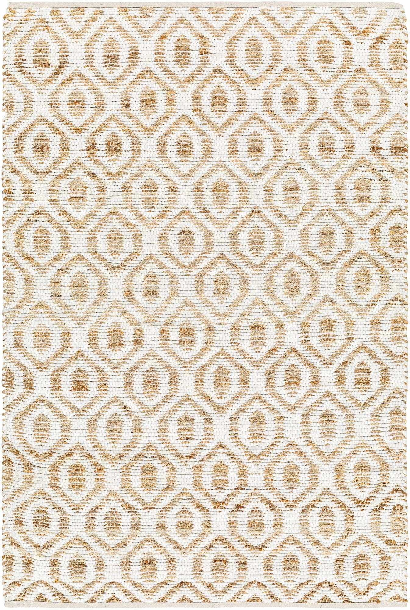 White Hand Woven 60% Recycled Fabric, 40% Jute Modern Rectangle Handmade rug, Indoor use only, no fringe, non-washable. runner also available