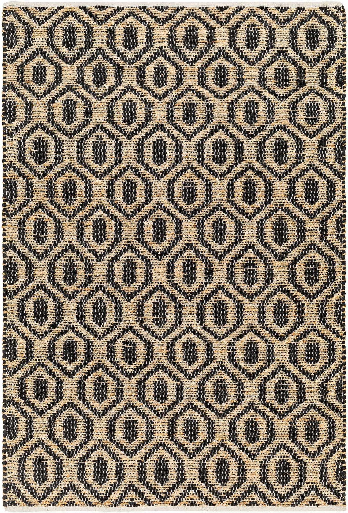 Black Hand Woven 60% Recycled Fabric, 40% Jute Modern Rectangle Handmade rug, Indoor use only, no fringe, non-washable. runner also available