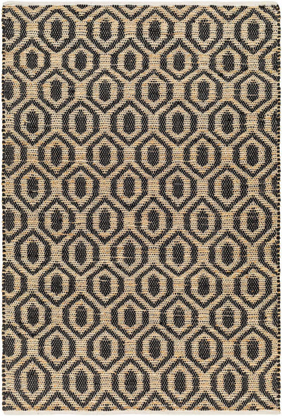 Black Hand Woven 60% Recycled Fabric, 40% Jute Modern Rectangle Handmade rug, Indoor use only, no fringe, non-washable. runner also available
