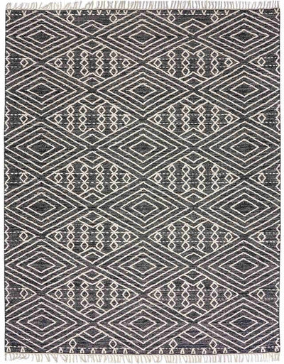 Black Hand Woven 70% Cotton, 30% Wool Global Rectangle Handmade rug, Indoor use only, has fringe, non-washable. runner also available