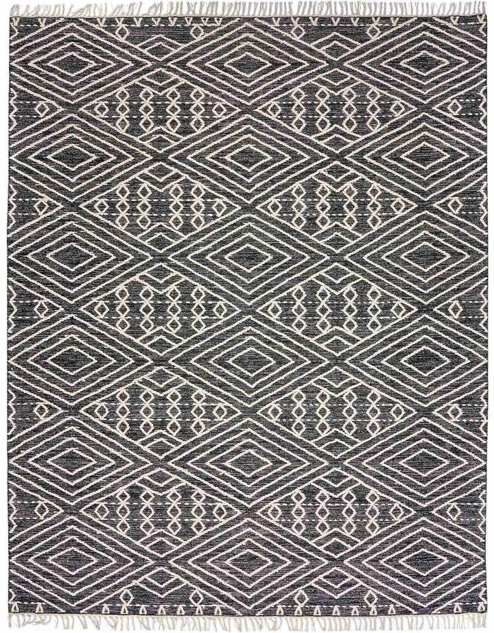 Black Hand Woven 70% Cotton, 30% Wool Global Rectangle Handmade rug, Indoor use only, has fringe, non-washable. runner also available
