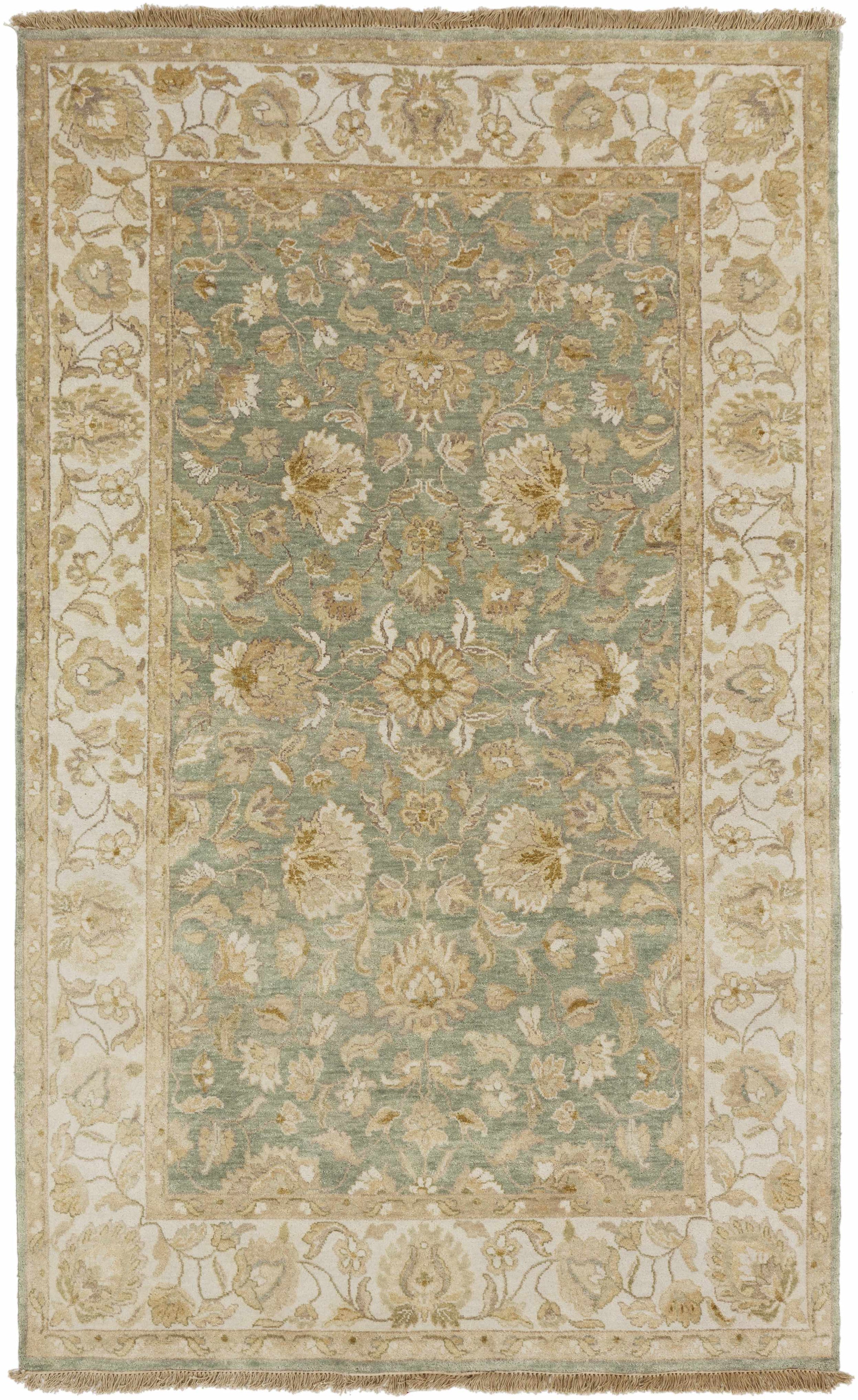 Sage Hand Knotted 100% NZ Wool Traditional Rectangle Handmade rug, Indoor use only, no fringe, non-washable.