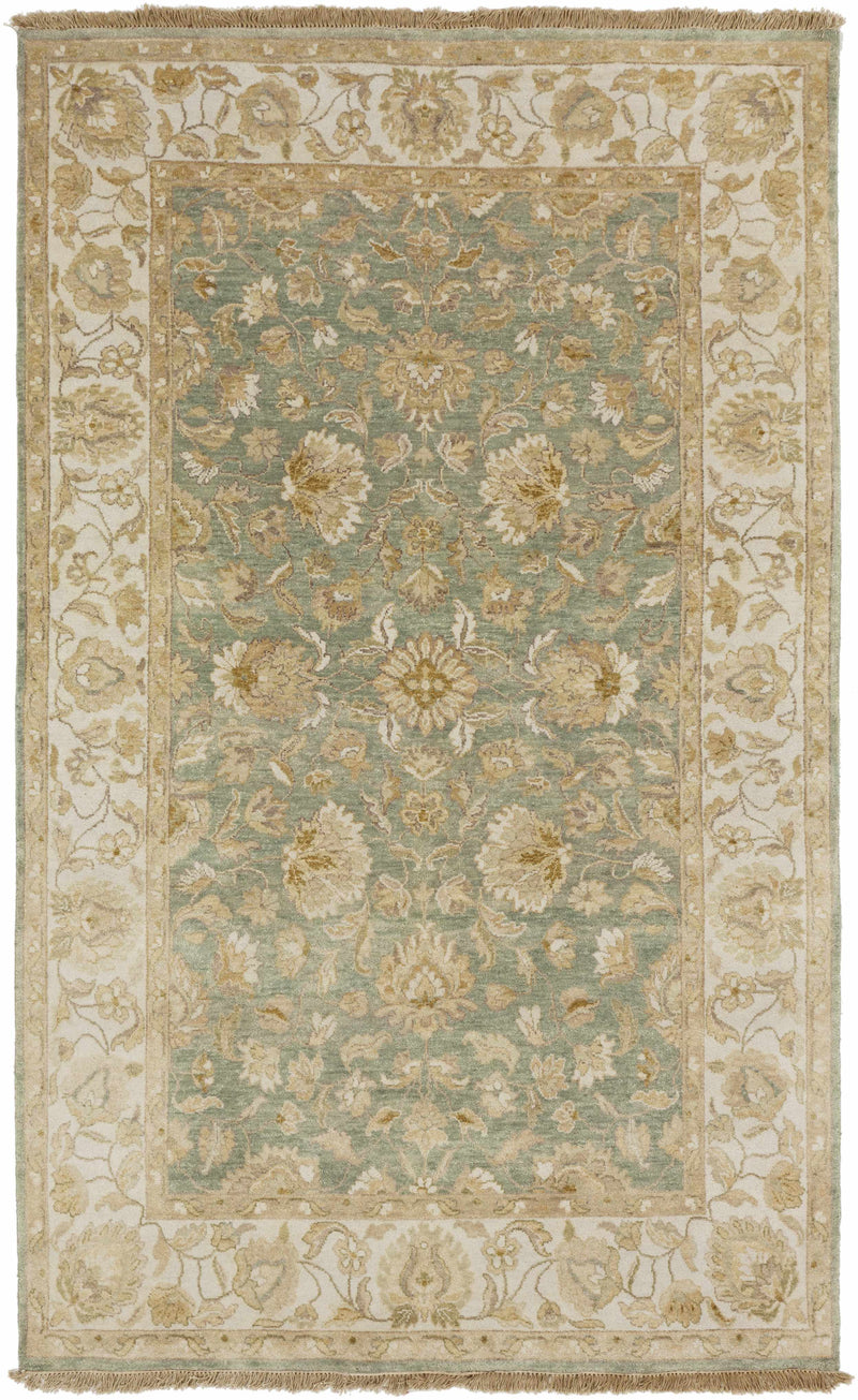 Sage Hand Knotted 100% NZ Wool Traditional Rectangle Handmade rug, Indoor use only, no fringe, non-washable.