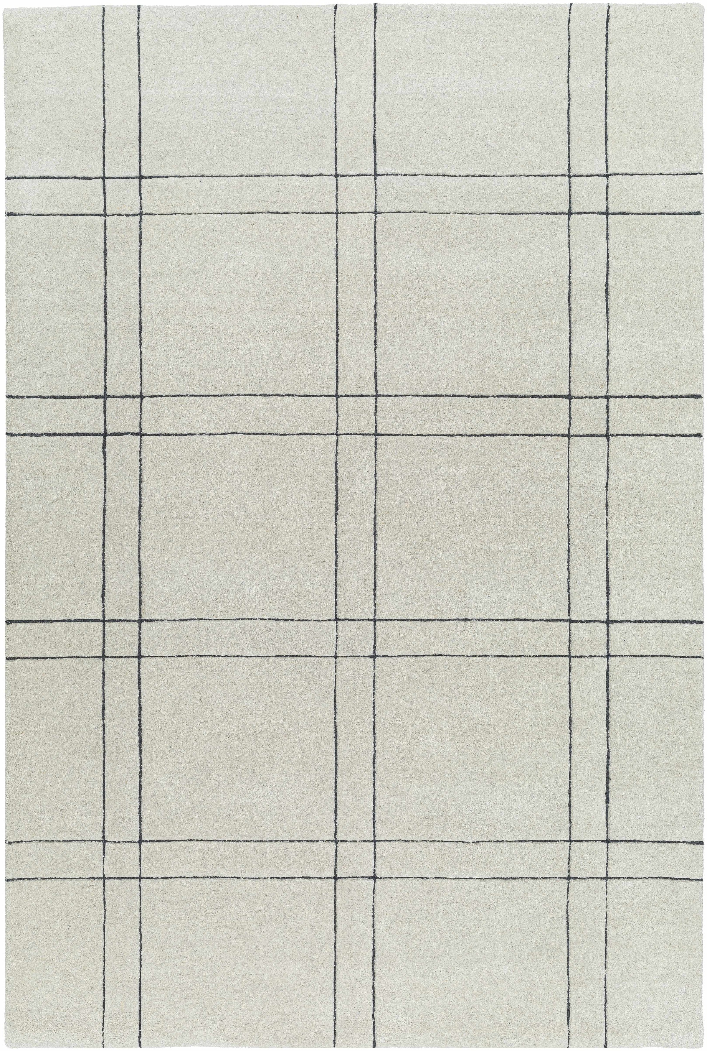 Beige Hand Tufted 100% Wool Modern Rectangle Handmade rug, Indoor use only, no fringe, non-washable.