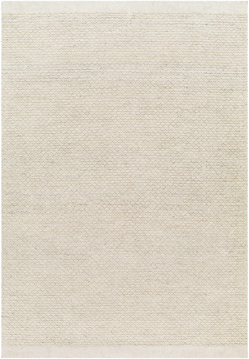 Cream Hand Woven 100% Wool Cottage Rectangle Handmade rug, Indoor use only, no fringe, non-washable.