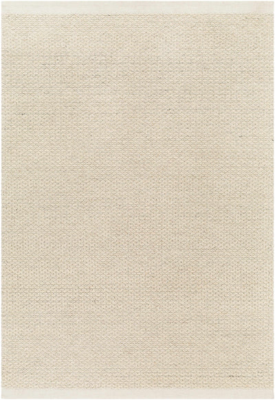 Cream Hand Woven 100% Wool Cottage Rectangle Handmade rug, Indoor use only, no fringe, non-washable.