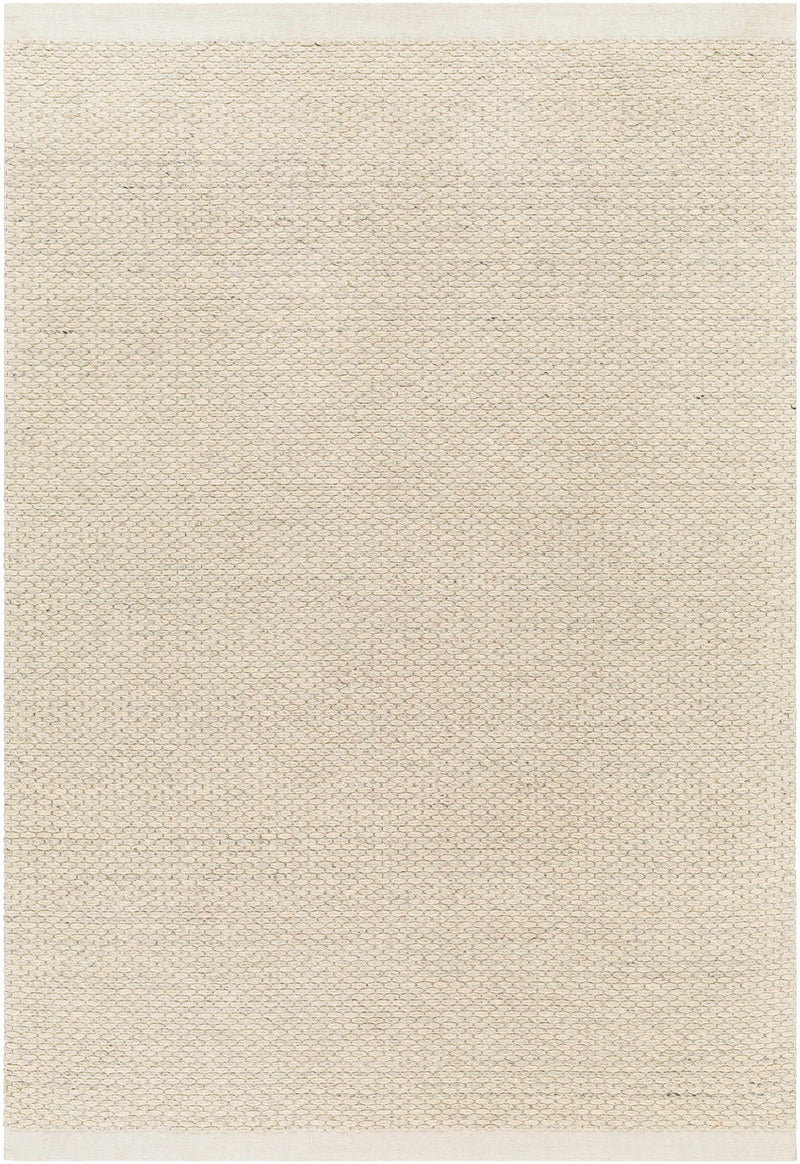 Cream Hand Woven 100% Wool Cottage Rectangle Handmade rug, Indoor use only, no fringe, non-washable.