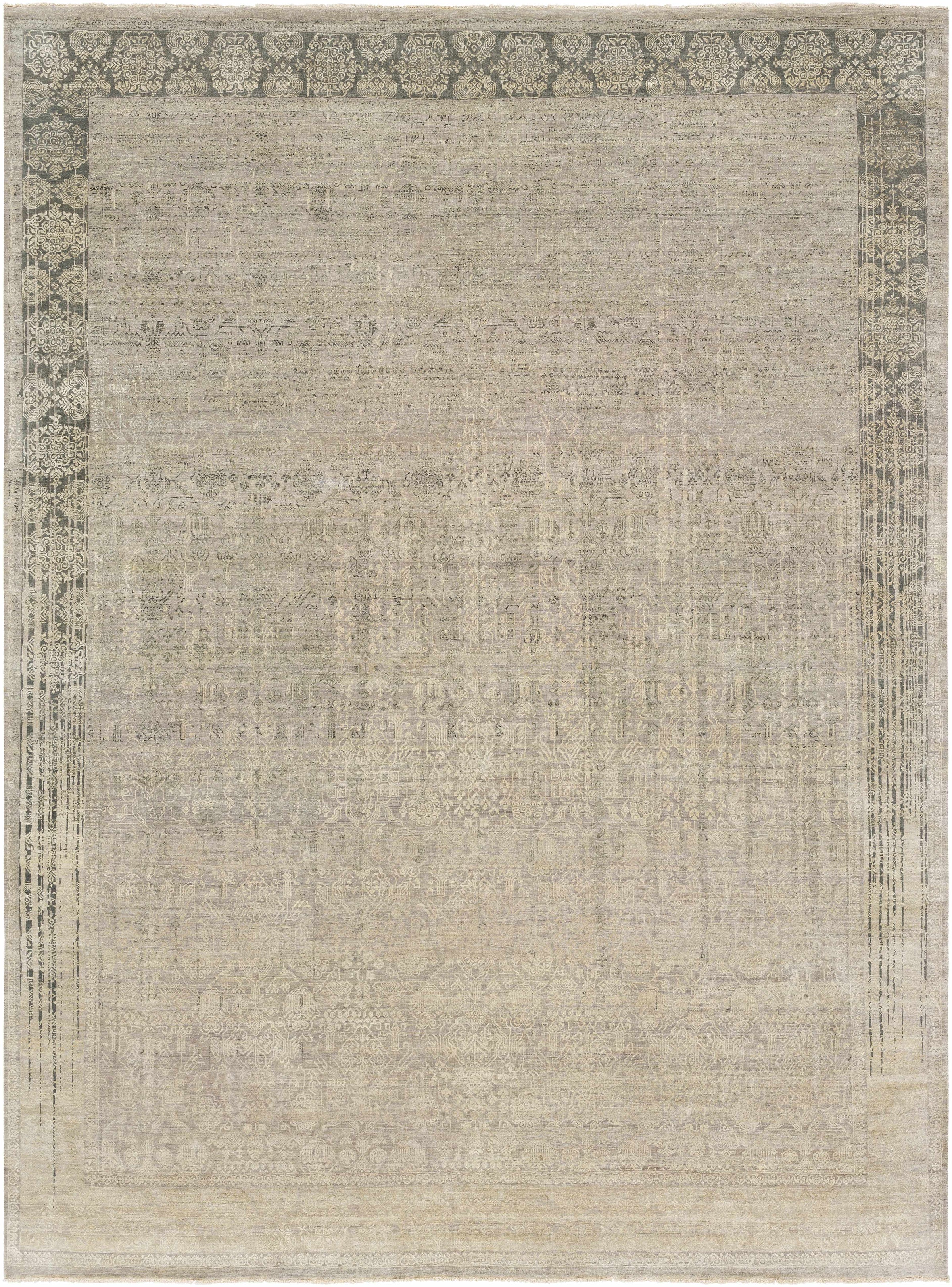 Taupe Hand Knotted 70% Wool, 30% Silk Modern Rectangle Handmade rug, Indoor use only, no fringe, non-washable.