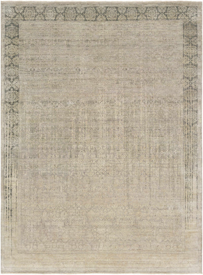 Taupe Hand Knotted 70% Wool, 30% Silk Modern Rectangle Handmade rug, Indoor use only, no fringe, non-washable.