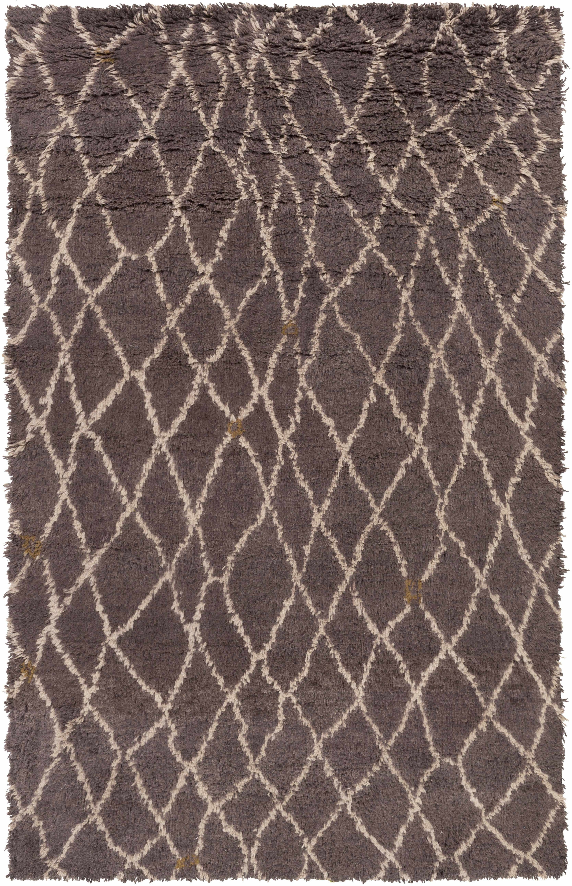 Plum Hand Knotted 100% Wool Global Rectangle Handmade rug, Indoor use only, no fringe, non-washable.