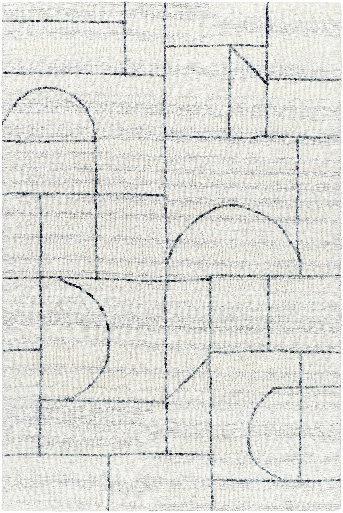 Ivory Hand Tufted 100% Wool Modern Rectangle Handmade rug, Indoor use only, no fringe, non-washable.