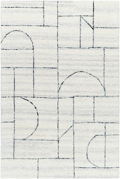 Ivory Hand Tufted 100% Wool Modern Rectangle Handmade rug, Indoor use only, no fringe, non-washable.