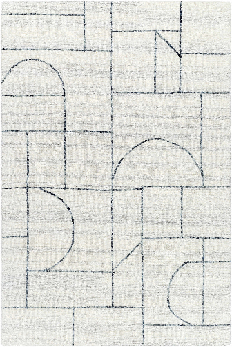 Ivory Hand Tufted 100% Wool Modern Rectangle Handmade rug, Indoor use only, no fringe, non-washable.