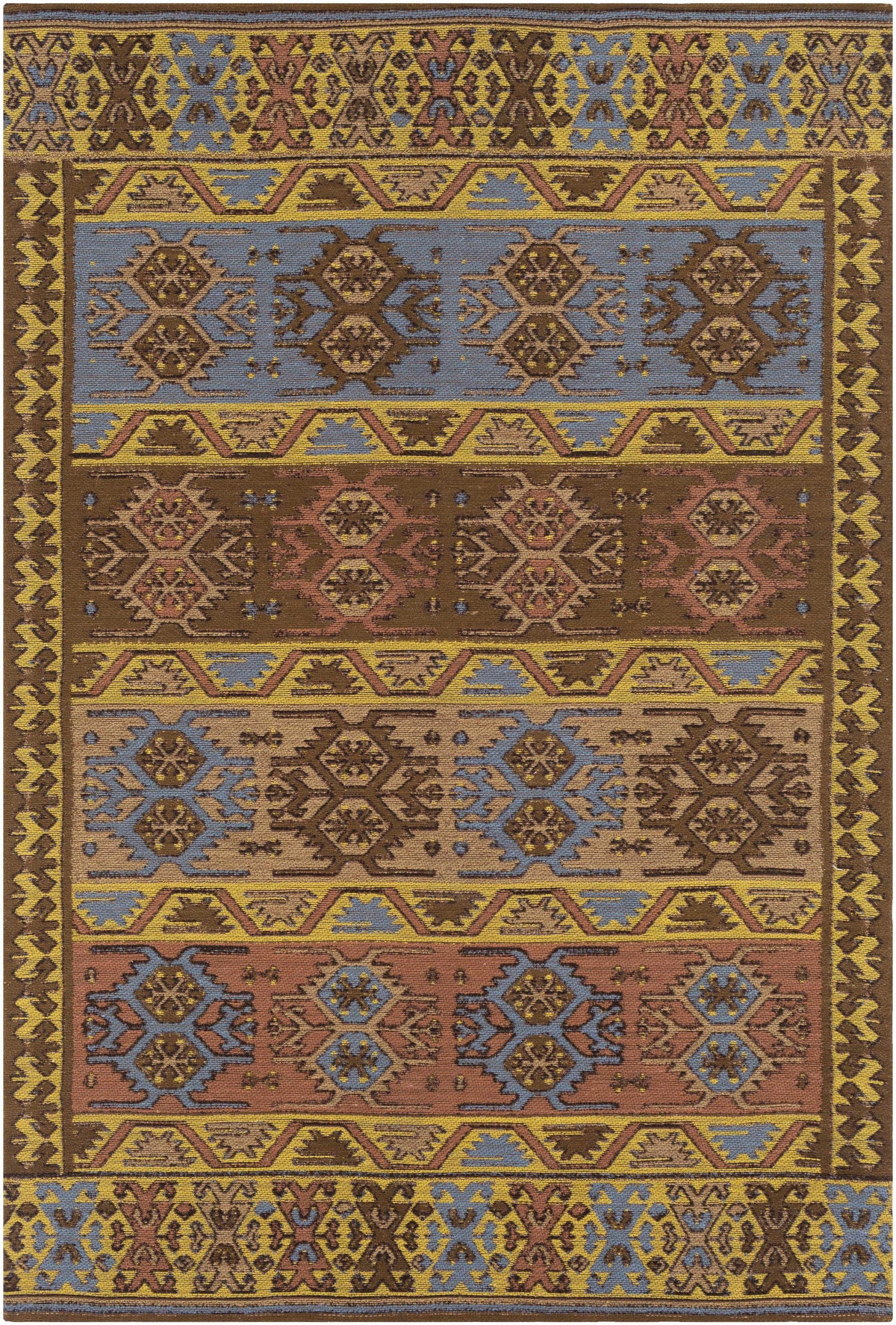 Yellow Hand Woven 100% Recycled PET Yarn Rustic Rectangle Handmade rug, Indoor use only, no fringe, non-washable. runner also available