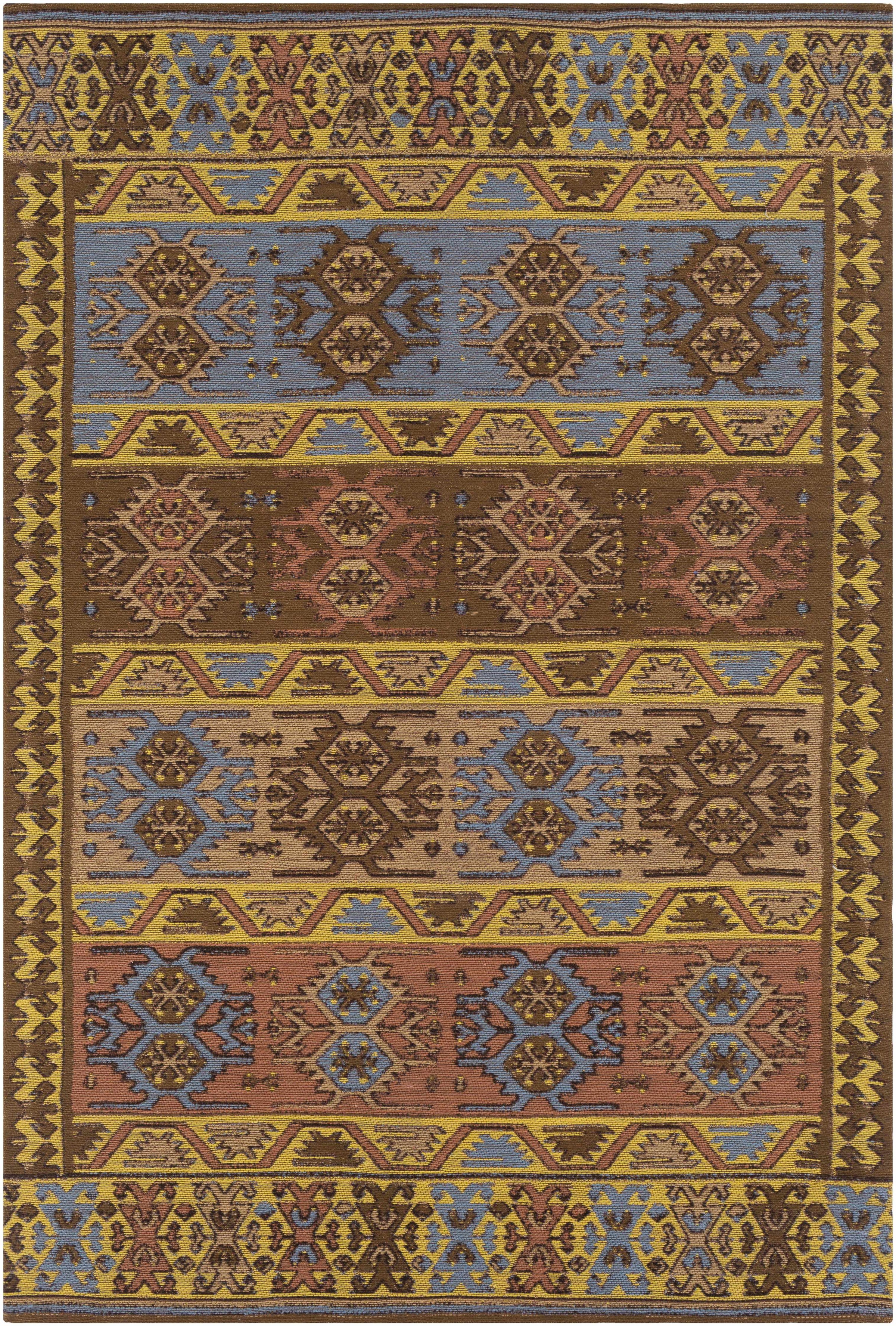 Yellow Hand Woven 100% Recycled PET Yarn Rustic Rectangle Handmade rug, Indoor use only, no fringe, non-washable. runner also available