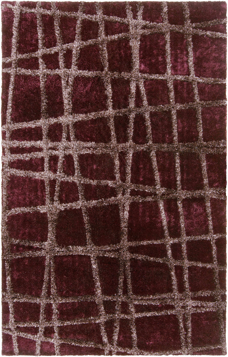 Burgundy Hand Woven 100% Polyester Modern Rectangle Handmade rug, Indoor use only, no fringe, non-washable.