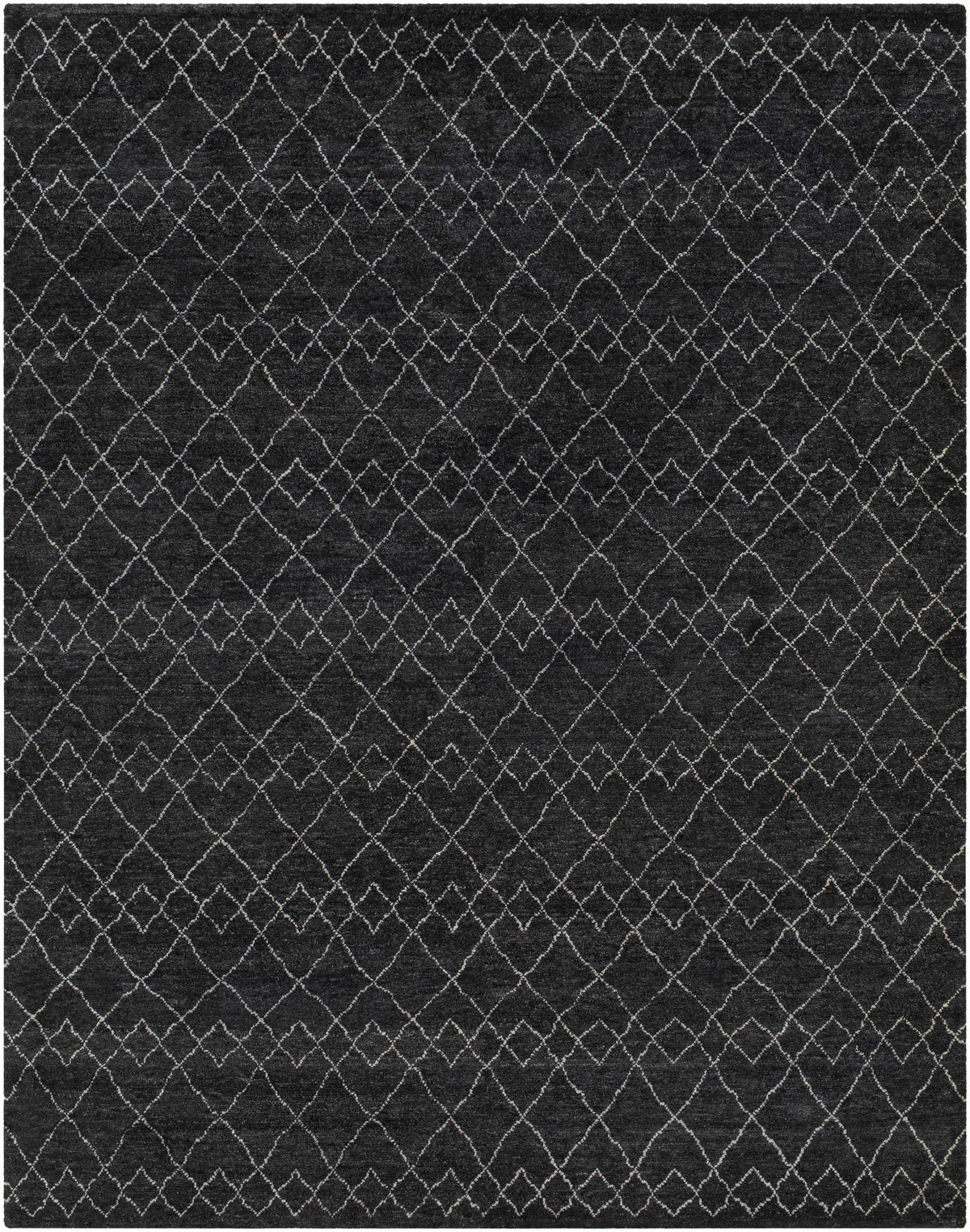Black Hand Knotted 70% Wool, 30% Viscose Global Rectangle Handmade rug, Indoor use only, no fringe, non-washable. runner also available