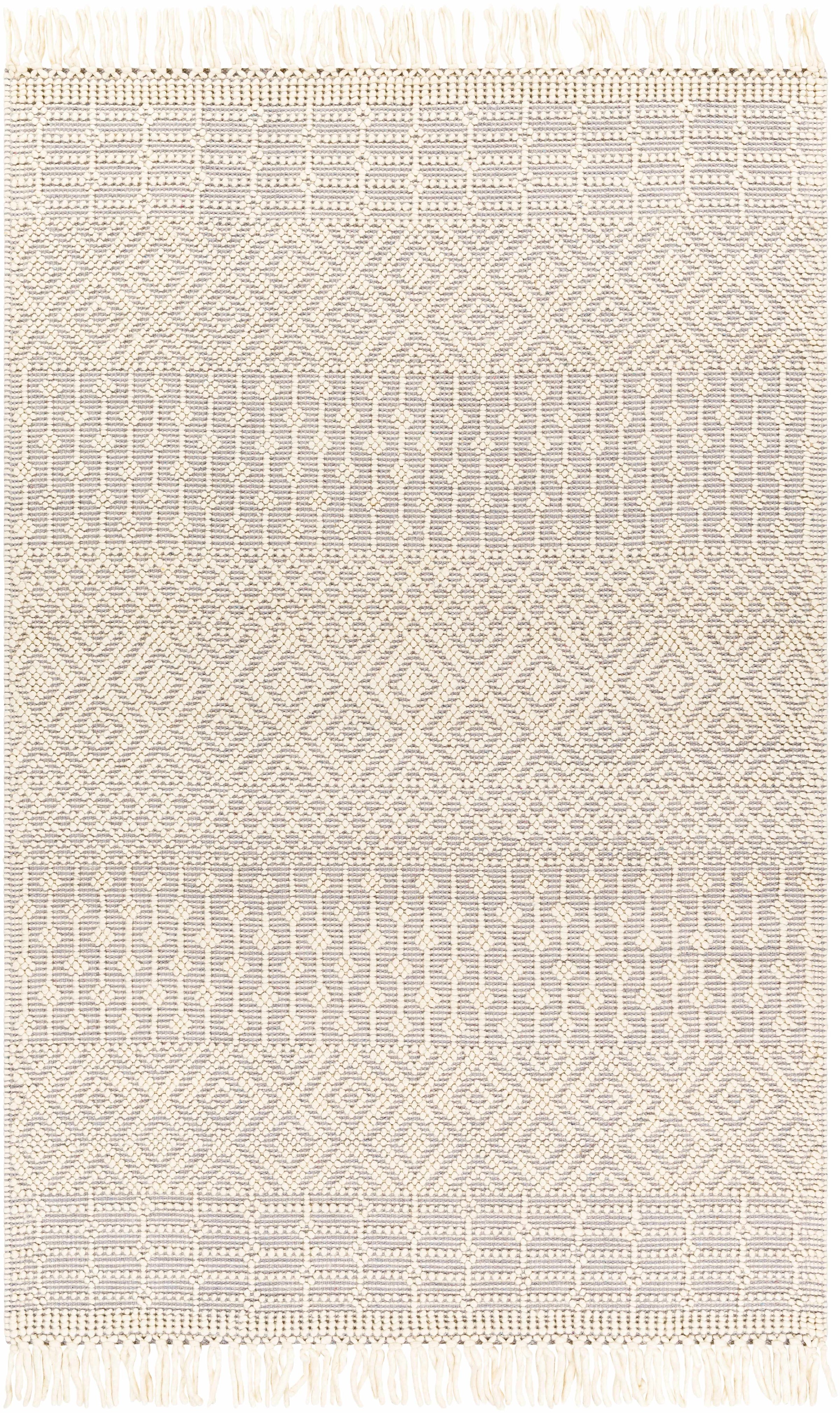 Ivory Hand Woven 100% Wool Global Rectangle Handmade rug, Indoor use only, has fringe, non-washable. runner also available