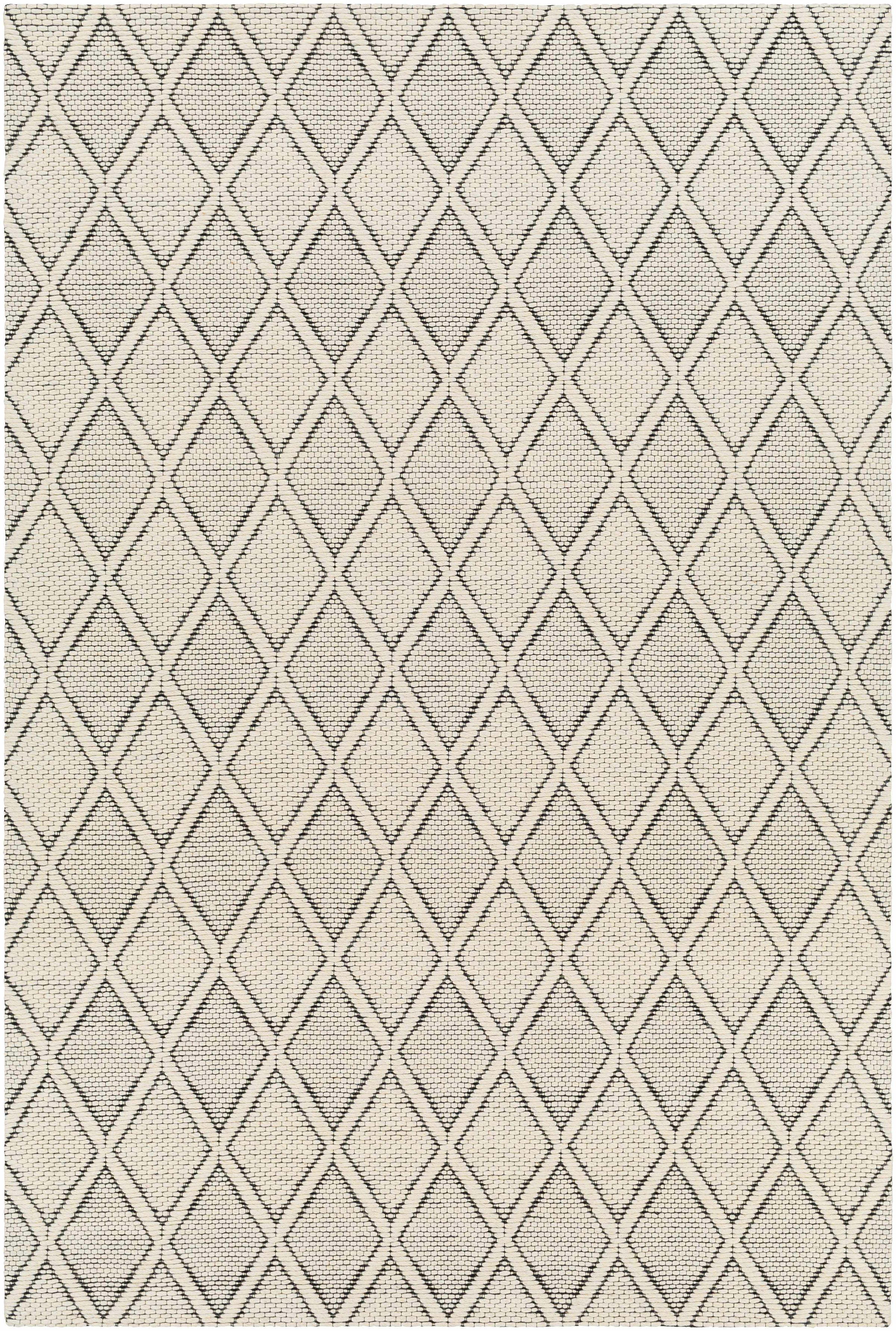 Cream Hand Woven 90% Wool, 10% Cotton Modern Rectangle Handmade rug, Indoor use only, no fringe, non-washable.