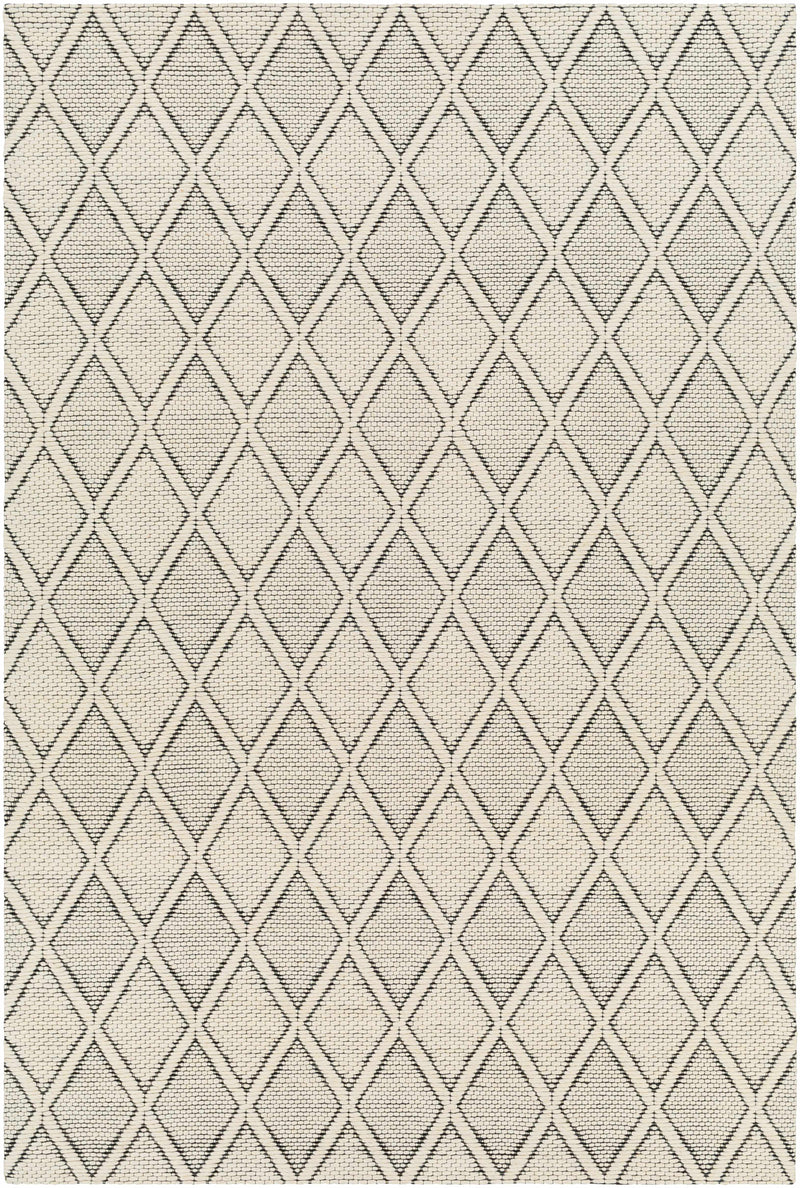Cream Hand Woven 90% Wool, 10% Cotton Modern Rectangle Handmade rug, Indoor use only, no fringe, non-washable.