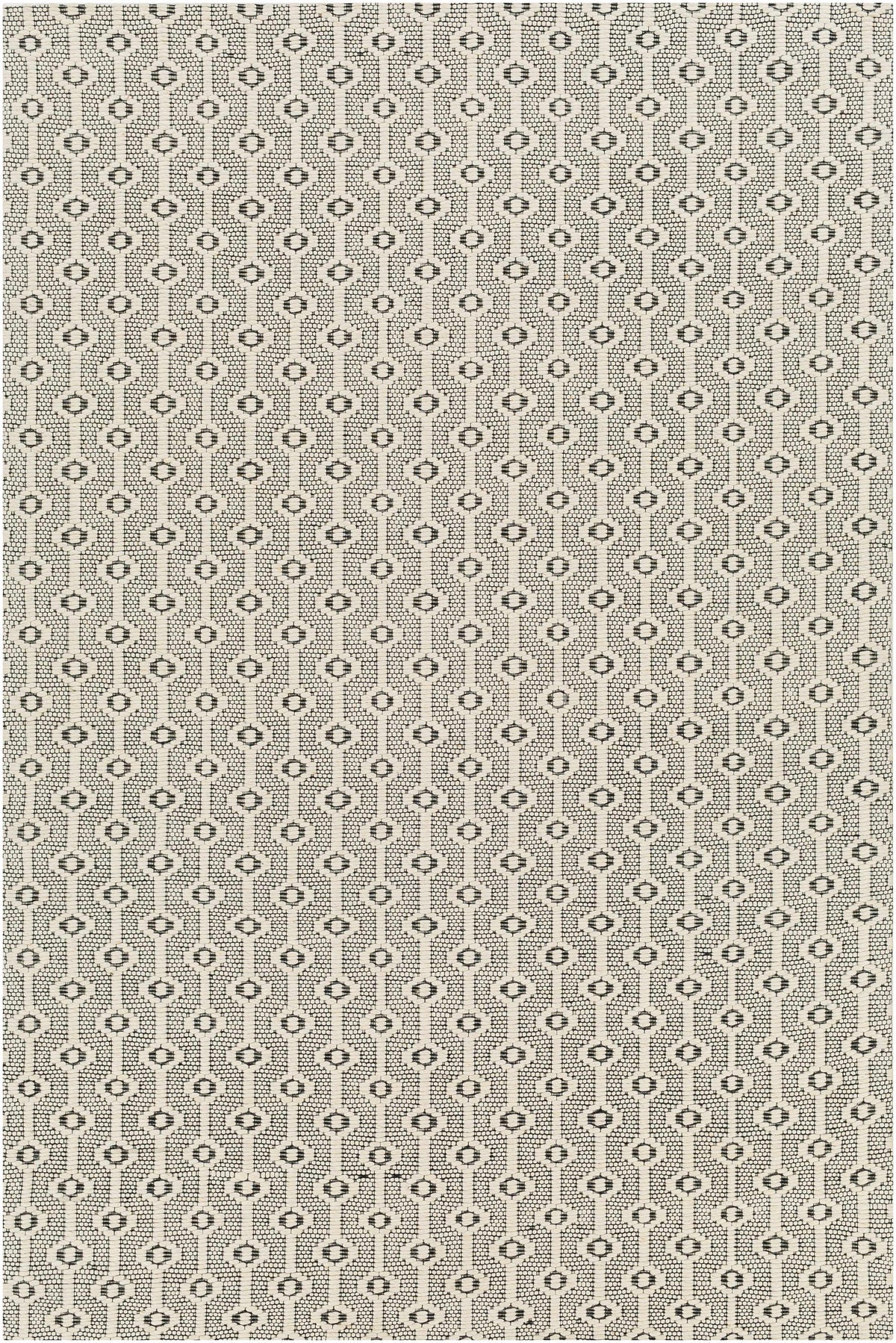 Off-White Hand Woven 90% Wool, 10% Cotton Modern Rectangle Handmade rug, Indoor use only, no fringe, non-washable.
