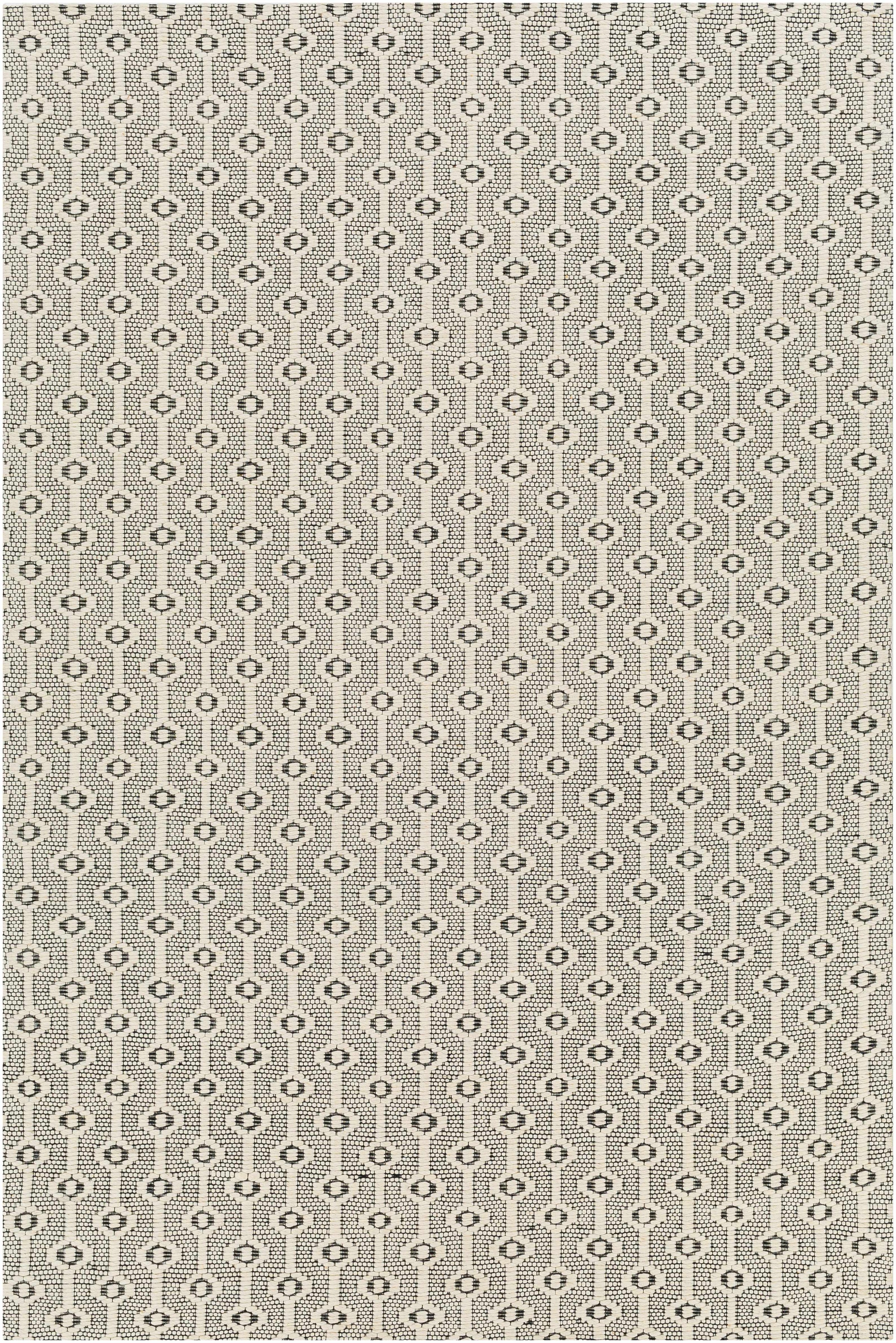 Off-White Hand Woven 90% Wool, 10% Cotton Modern Rectangle Handmade rug, Indoor use only, no fringe, non-washable.