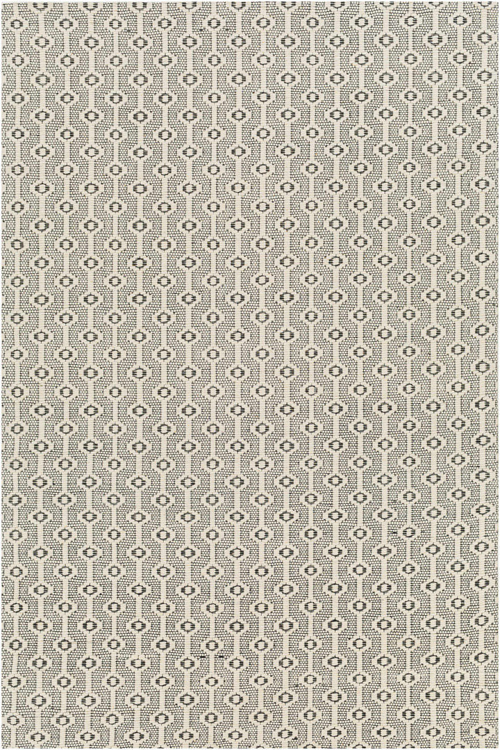 Off-White Hand Woven 90% Wool, 10% Cotton Modern Rectangle Handmade rug, Indoor use only, no fringe, non-washable.
